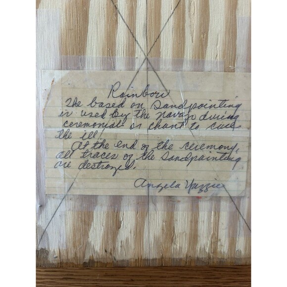 VTG Navajo Sand Art Painting Rainbow Ceremony 6.5”x10.5” Framed Signed Yazzie - Picture 5 of 9